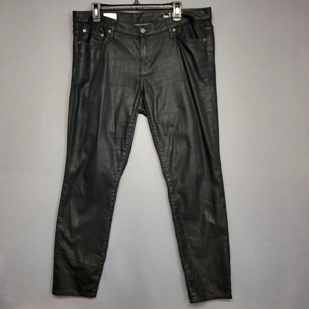 Gap 1969 Always Skinny Jeans Womens 33R Black Matte Shine Pockets High-Rise